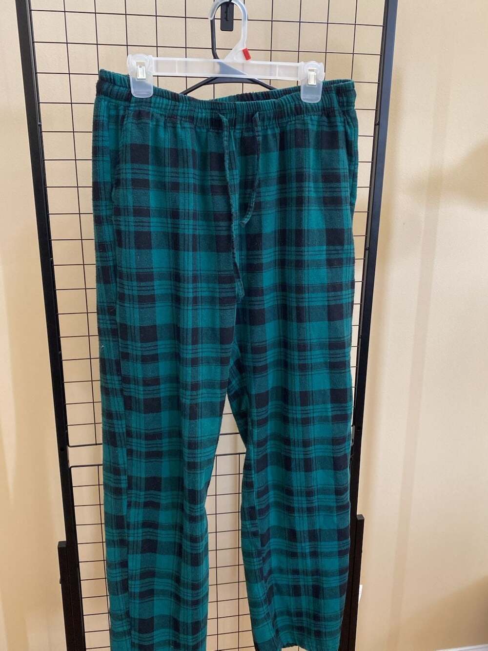 Lildy Unisex Pajama Pants Size M-L Green Black Plaid Flannel Lounge